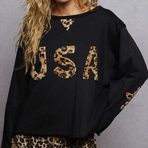 POL21 POL French Terry Top with USA Animal Print Patch